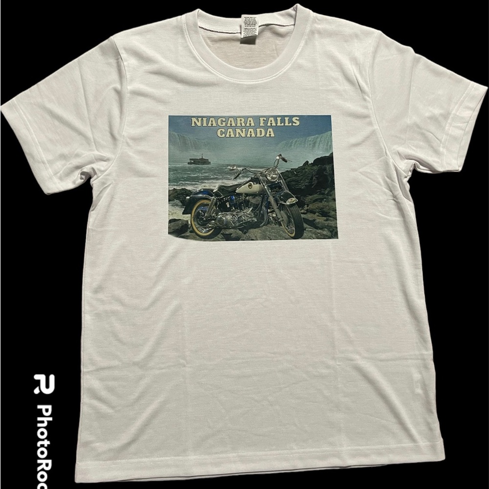 Niagara Falls Canada Motorcycle Custom made T-shirt on 100% white polyester Tee